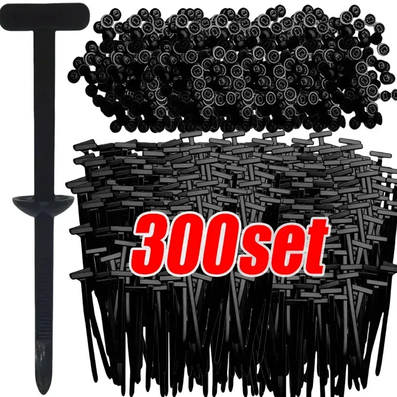300 Stück Nylon-Universal-Kabelbinder-Schnalle, robust, selbstsichernd, Kabelbinder-Halter mit Stiftbefestigungen, Karosserie, UV-beständige Reißverschlüsse
