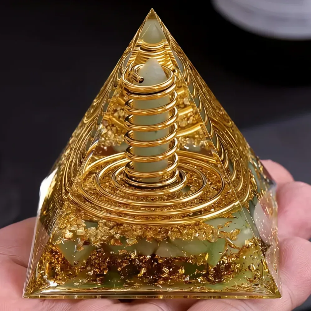 1 Stück Orgon-Pyramide, grüne Aventurin-Pyramide, Energiepyramide, Büro- und Heimdekoration, kreative Geschenke