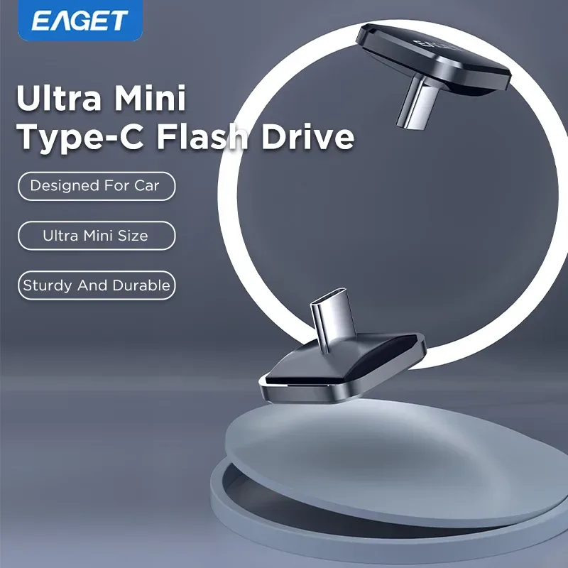 EAGET Mini Auto Typ-C USB 2.0 Flash-Laufwerk 8GB/16GB/32GB/64GB U8C Plug&Play USB2.0 Tragbarer Speicher Zinklegierung Material für Auto PC