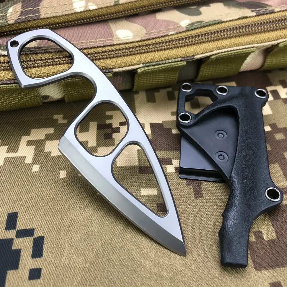 Outdoor Mini-Halsmesser, Tragbares Multifunktionsmesser mit Feststehender Klinge aus 440C Stahl, Alltagsmesser für Camping und Angeln