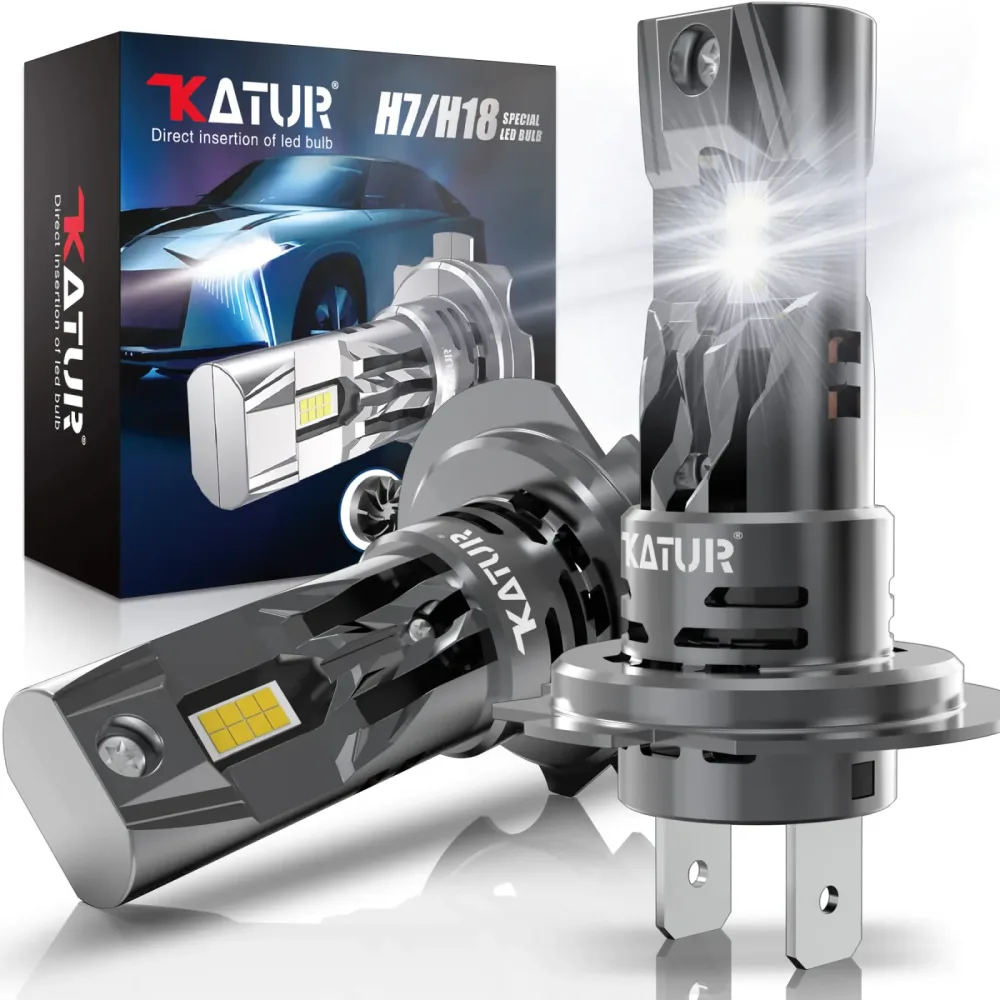 Katur 2x H7 LED-Birne, 22000 lm, 120 W, 1:1, Mini-Stirnlampe, kabellos, superhell, 6000 K, weiß, H7-Scheinwerfer, Nebelscheinwerfer, Tagfahrlicht
