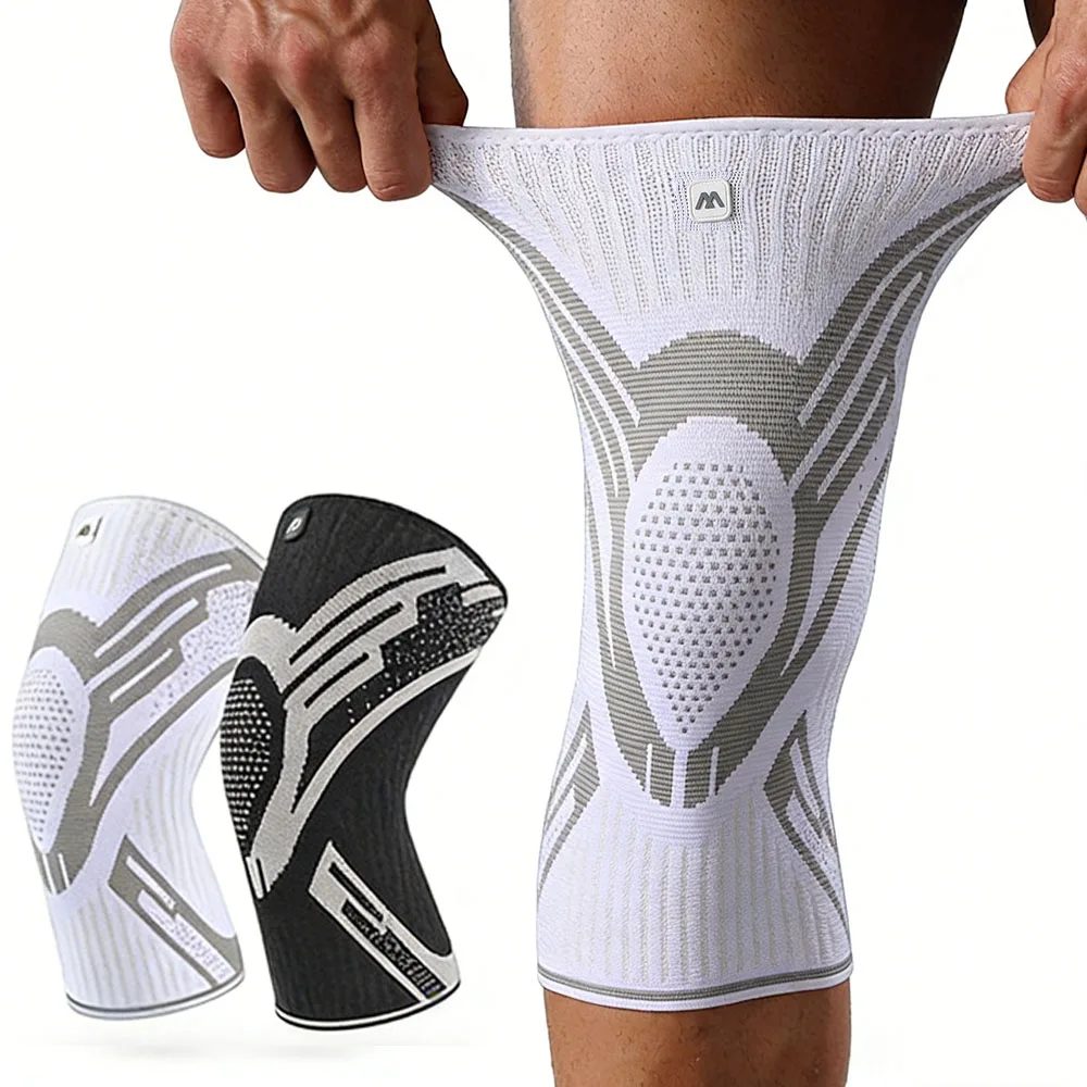 1 Stück Kompressions-Kniebandage Elastische Atmungsaktive Knieschoner Stütze Federn Fitnessstudio Sport Protektor Basketball Volleyball Laufen