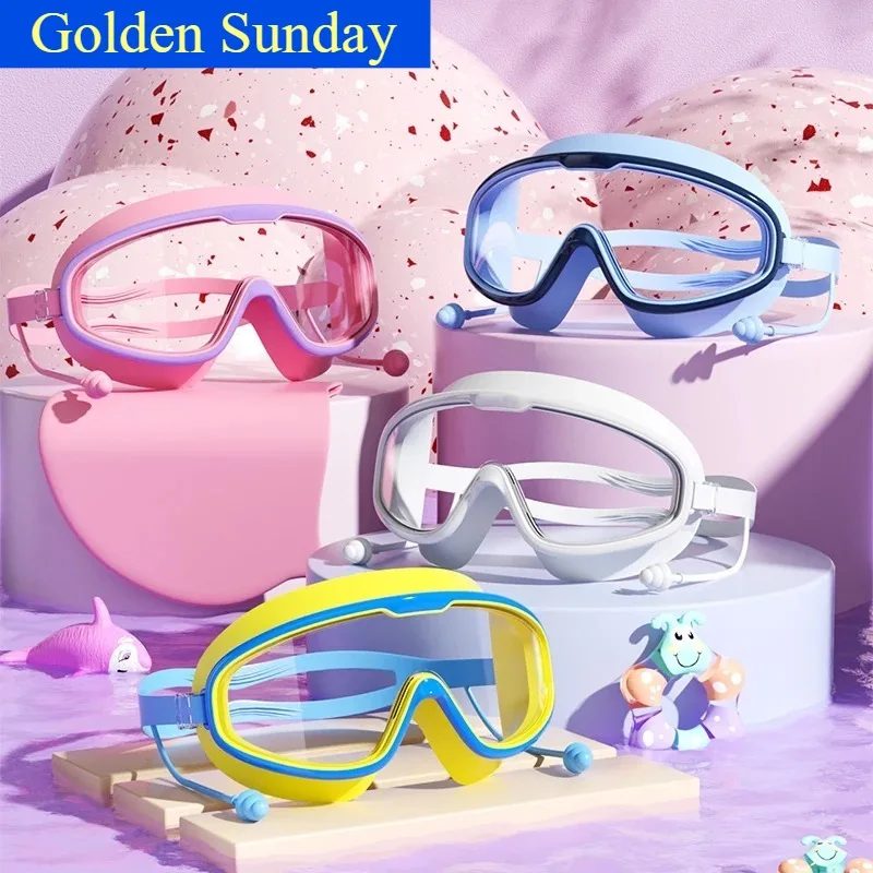 Kinder-Schwimmbrille mit großem Rahmen, HD-Sicht, beschlagfrei, wasserdicht, für Jungen und Mädchen, mehrfarbig zur Auswahl