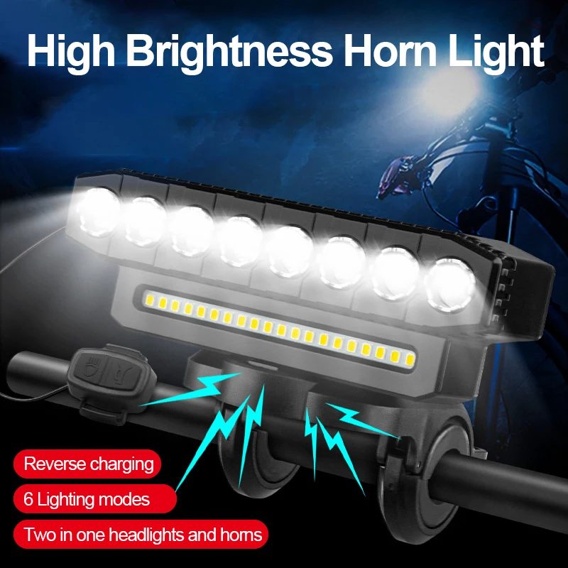Neue USB Lade MTB Scheinwerfer Fahrrad Licht LED Wasserdichte Radfahren Lampe Taschenlampe Radfahren Horn Fahrrad Licht Front licht fahrrad