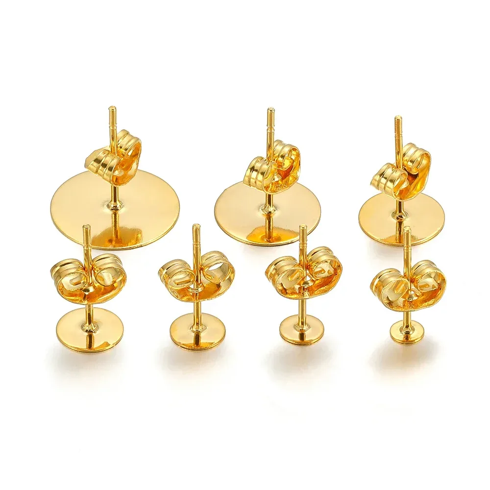 50-100 Stück Edelstahl Wasser Gold Ohrringe Ohrstecker Basis Blanko Post Pins Ohrring Plug Ohrrücken Erkenntnisse für DIY Schmuckherstellung