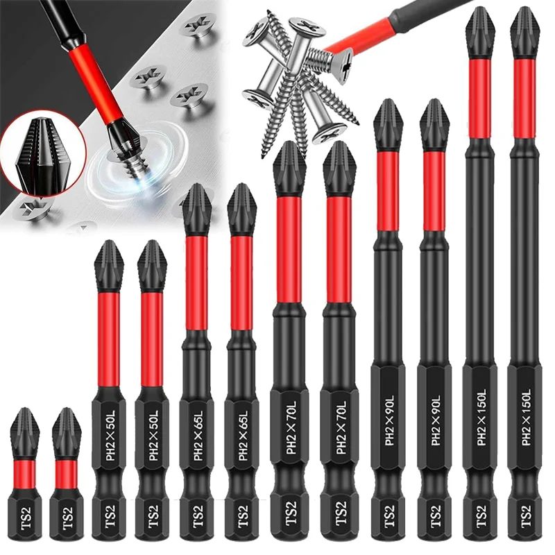 Anti-Rutsch-Bits, magnetisches Schraubendreher-Bit-Set, S2-Legierungsstahl, schlagfeste Bits ? 3/6/12 Stück, geeignet für elektrische Bohrmaschinen