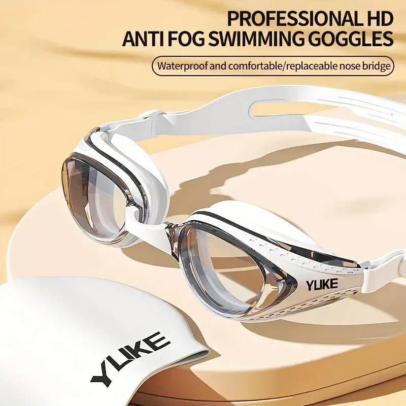 YUKE Schwimmbrille Beruf HD Wasserdicht Bequem Antibeschlag UV Schwimmbrille Wassersport Verstellbare Brille für Männer Frauen