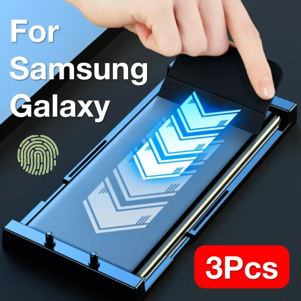 3 Stück für Samsung Galaxy S25 S24 S23 S22 S21 S20 Ultra S10 S9 S8 Plus Note 20 10 9 8 Displayschutzfolie mit Kit, nicht gehärtetes Glas