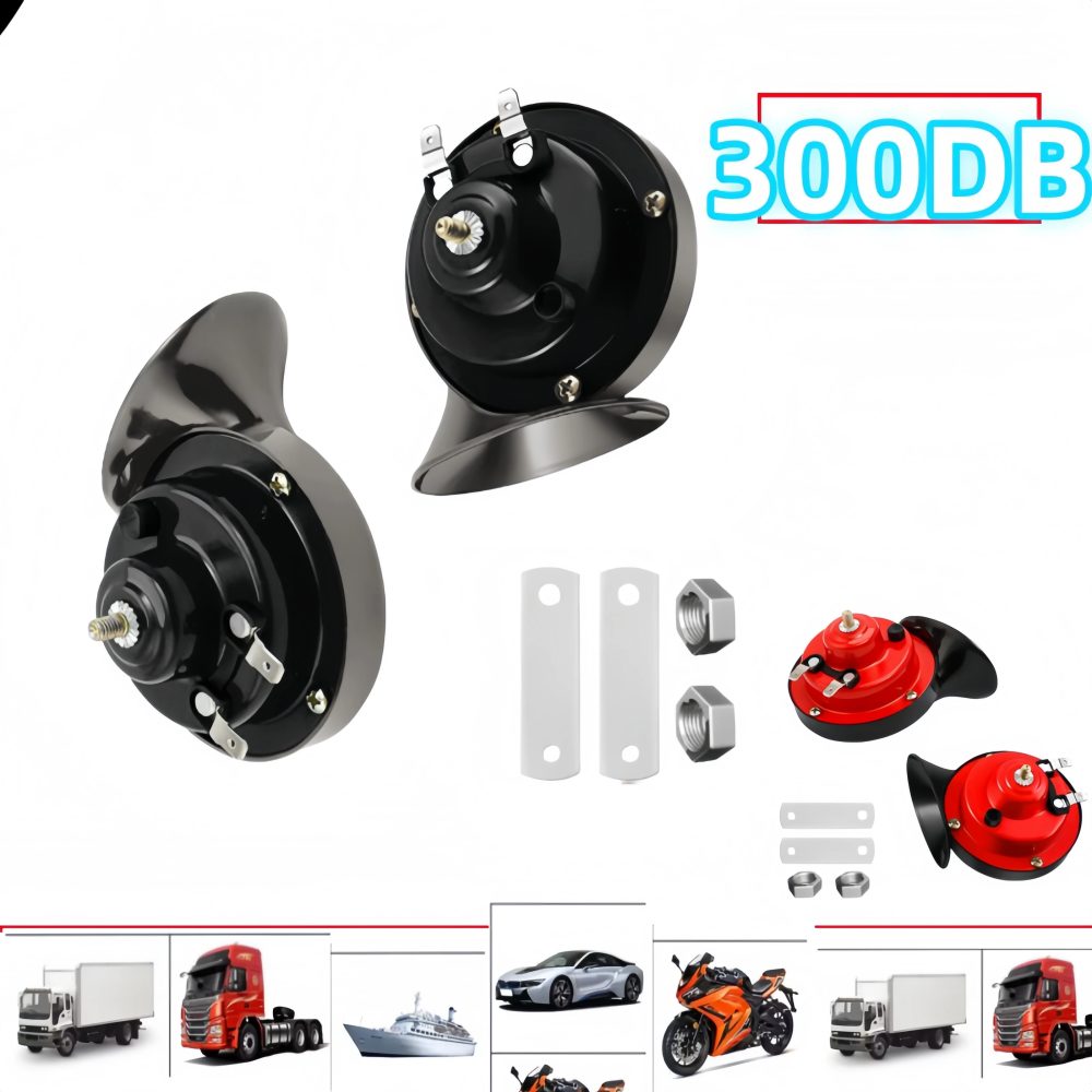 Doppelte Trompetenzug-Lufthupe, 12 V, 300 dB, super lautes, wasserdichtes elektrisches Schneckenhorn-Set für Pickup, LKW, Jeep, Motorrad, Boot