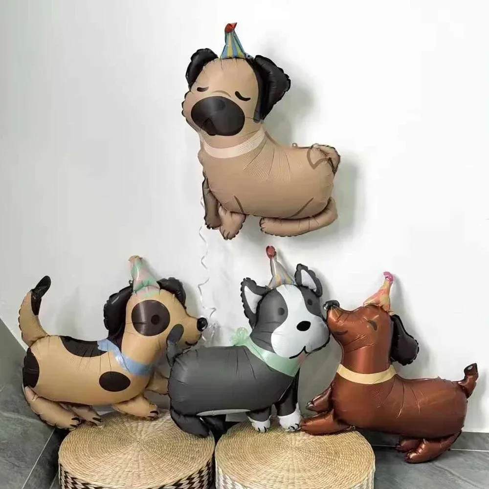 4-Tier-Hundeballons aus Aluminiumfolie, niedliches Hundethema, Geburtstag, Jubiläumsdekoration, Dusche, Haustierparty-Dekoration