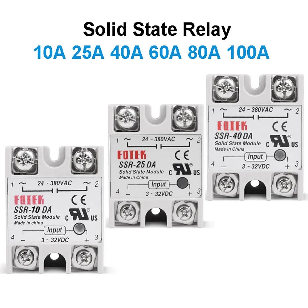 Halbleiterrelais 10A 25A 40A einphasiges Modul 3-32V Eingang DC 24-380V AC Ausgang Hohe Qualität SSR-10DA SSR-25DA SSR-40DA