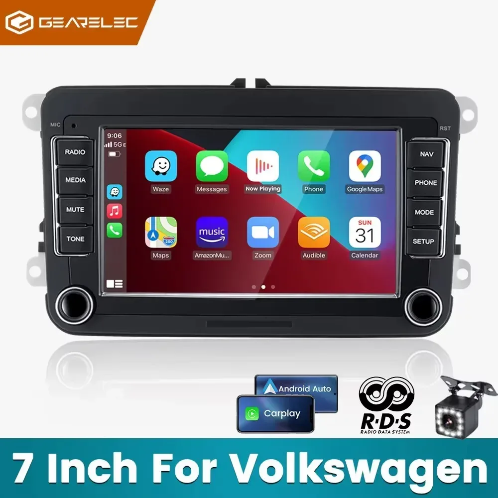 Autoradio Android 2 Din Mediaplayer, GPS, WLAN, Carplay, für VW Volkswagen Skoda Octavia Golf 5 6 Touran Passat B6 Polo Jetta