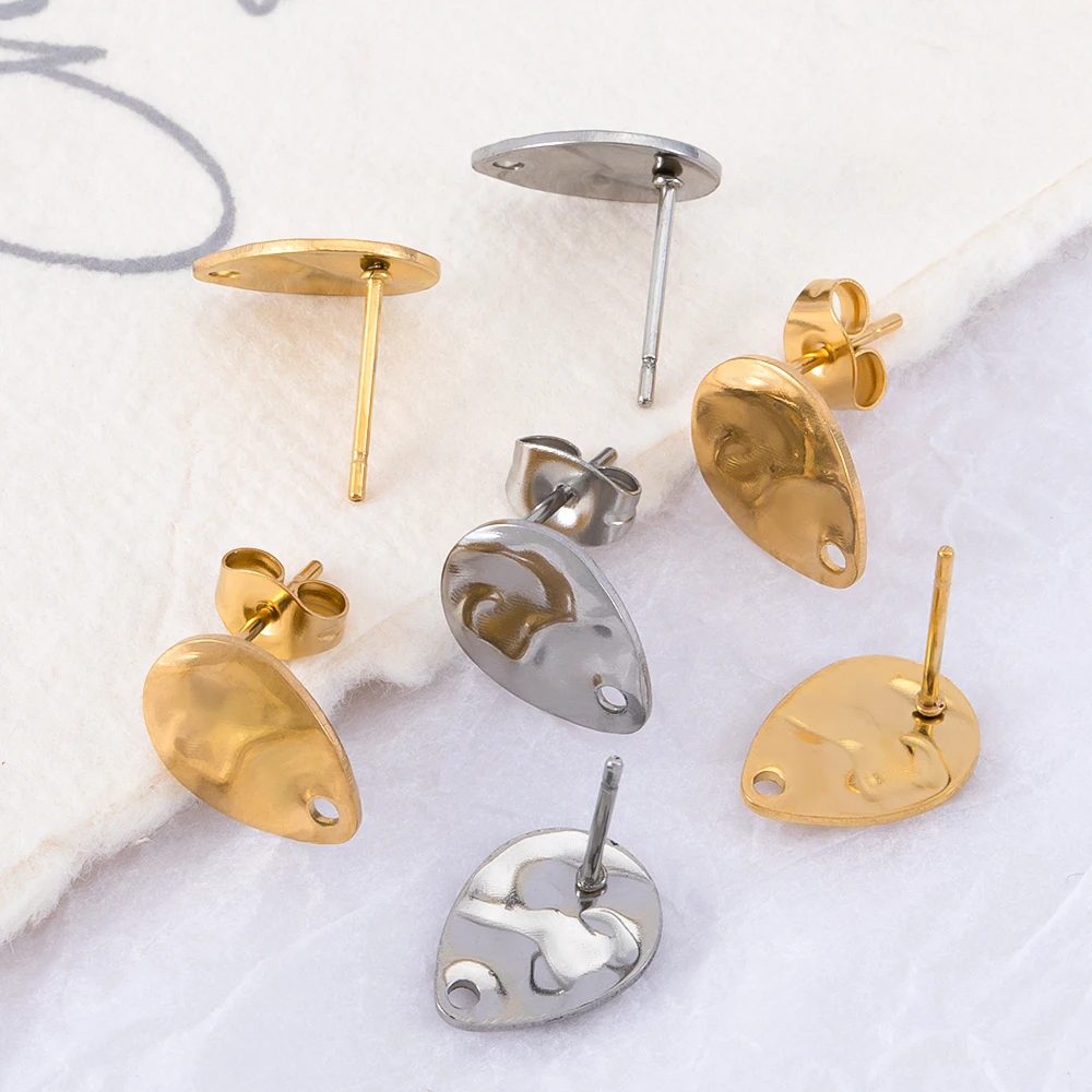 10 Stück Wassertropfen-Ohrringbasis aus Edelstahl mit gewellter Oberfläche für DIY-Anhänger, Ohrringe, Schmuckherstellung, Zubehör