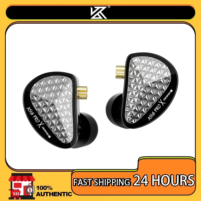 KZ AS16 Pro X In-Ear-Kopfhörer, 8, Balanced Armature Headset, Sport-Spielkopfhörer mit Geräuschunterdrückung und abnehmbarem Audiokabel
