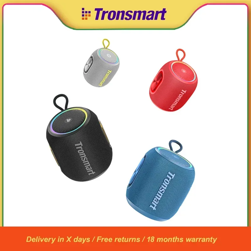 Tronsmart Bluetooth Tragbarer Lautsprecher T8 Mini-Lautsprecher mit 360-Grad-Audio, 20 Stunden Spielzeit, IPX7 Wasserdicht, APP-Steuerung für Camping