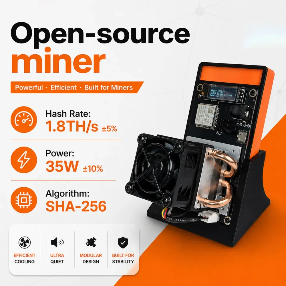 Neuestes Miner-Modell Gamma 602 Bitcoin Solo Mining Machine 1.8TH/s ? Open-Source-Lottery-Miner mit einem Antminer BM1370-Chip