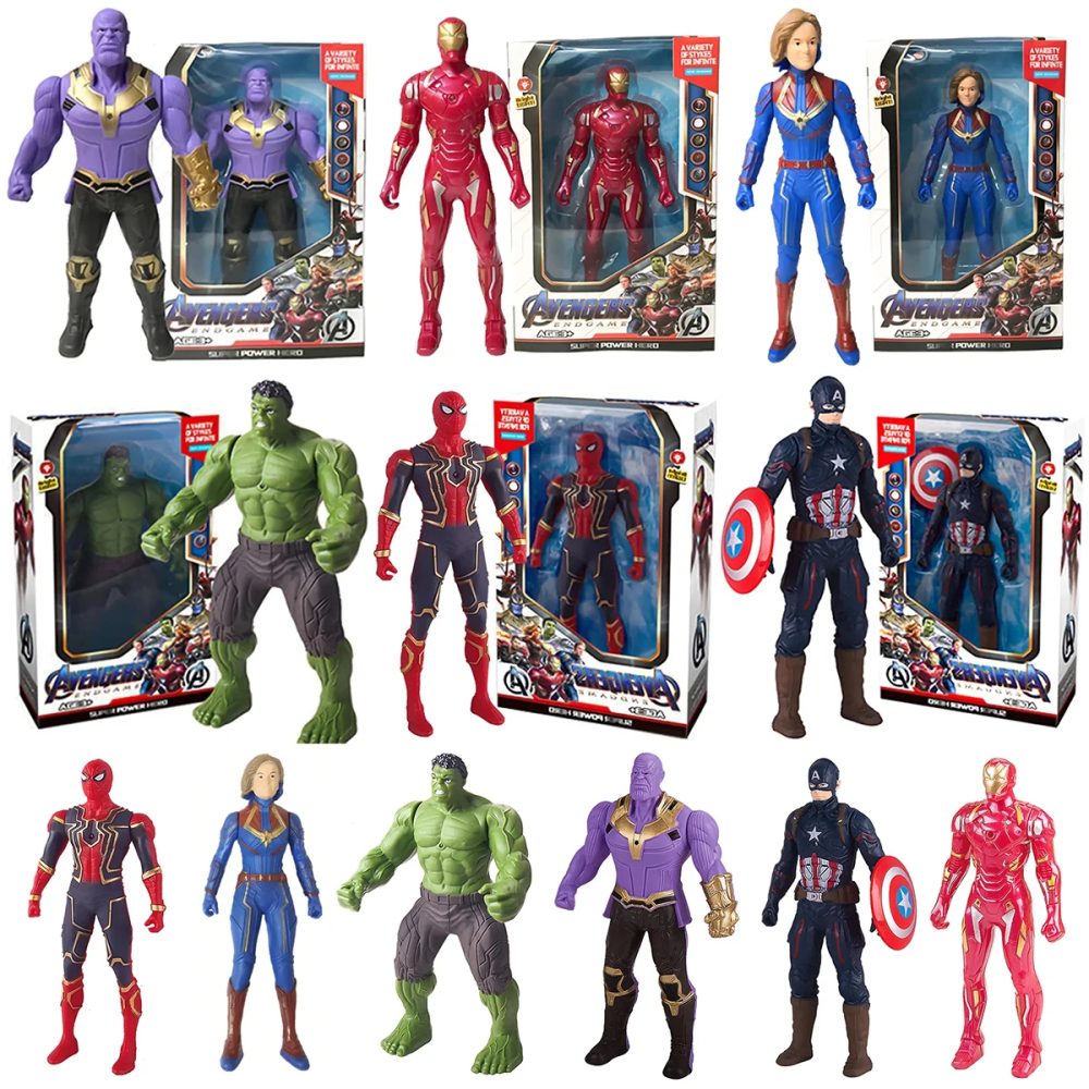17 cm Kinderspielzeug Marvel Anime Figuren Spiderman Hulk Actionfigur Iron Man Cartoon Kinderspielzeug Weihnachtsgeschenk Leuchtende Puppe Hobbys