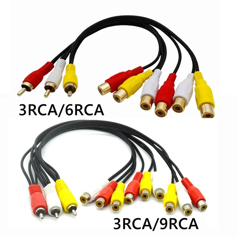Audio Video AV Adapterkabel für TV DVD Player Video Splitter HD-TV RCA Kabel 3 RCA auf 6 RCA 9 RCA männlich weiblich Stecker Splitter