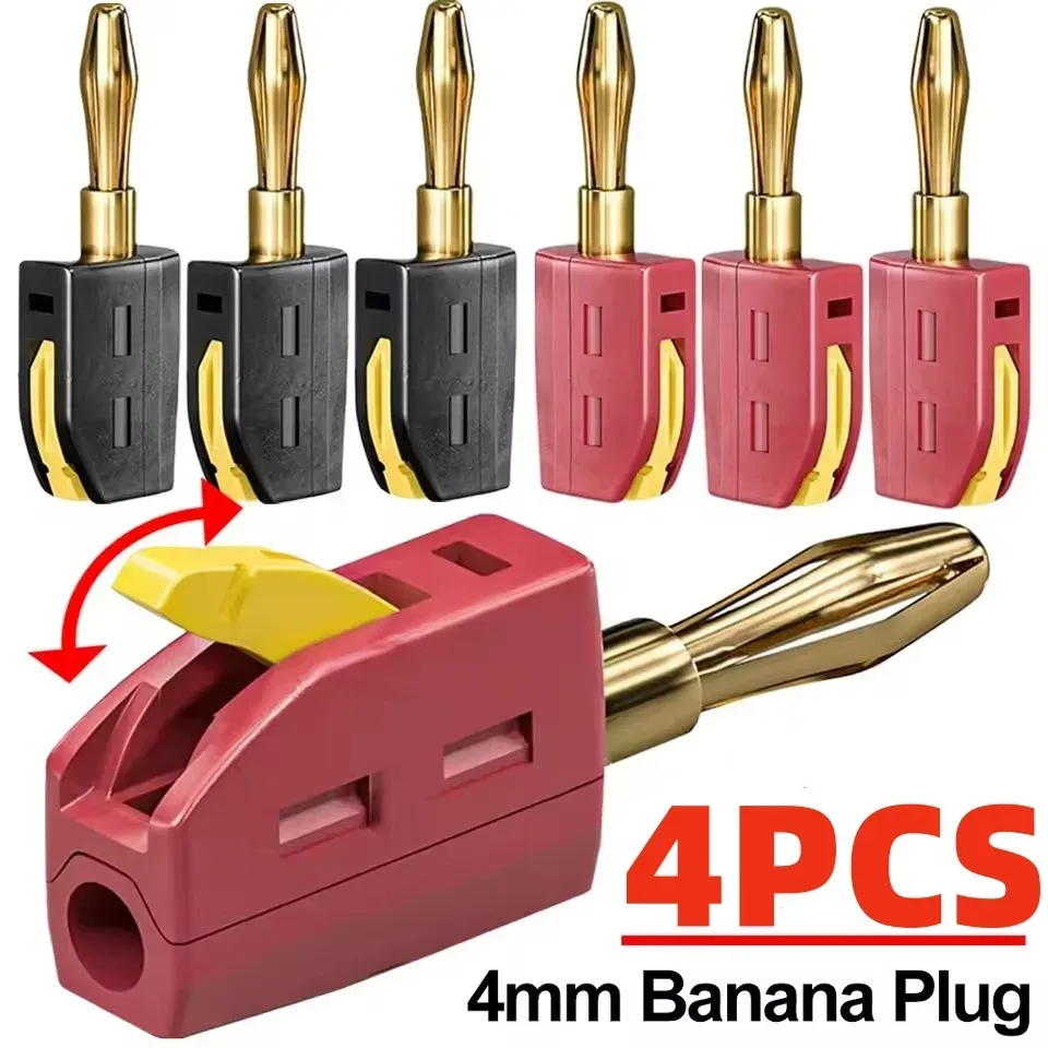 Tragbarer 32A 4mm Bananenstecker Lötfreier Schnellanschluss Hochstrom Vergoldete Bananenstecker Audio Kupfer Lautsprecher Verstärker
