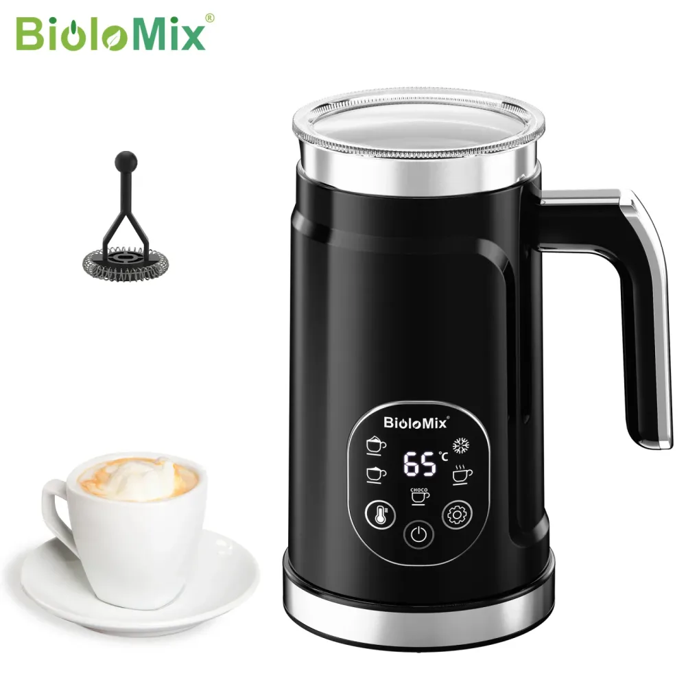 BioloMix 5-in-1-Smart-Milchaufschäumer mit LED-Touch-Display, Stilschaum für Kaffee und Latte, Heiß- und Kaltschaumbereiter