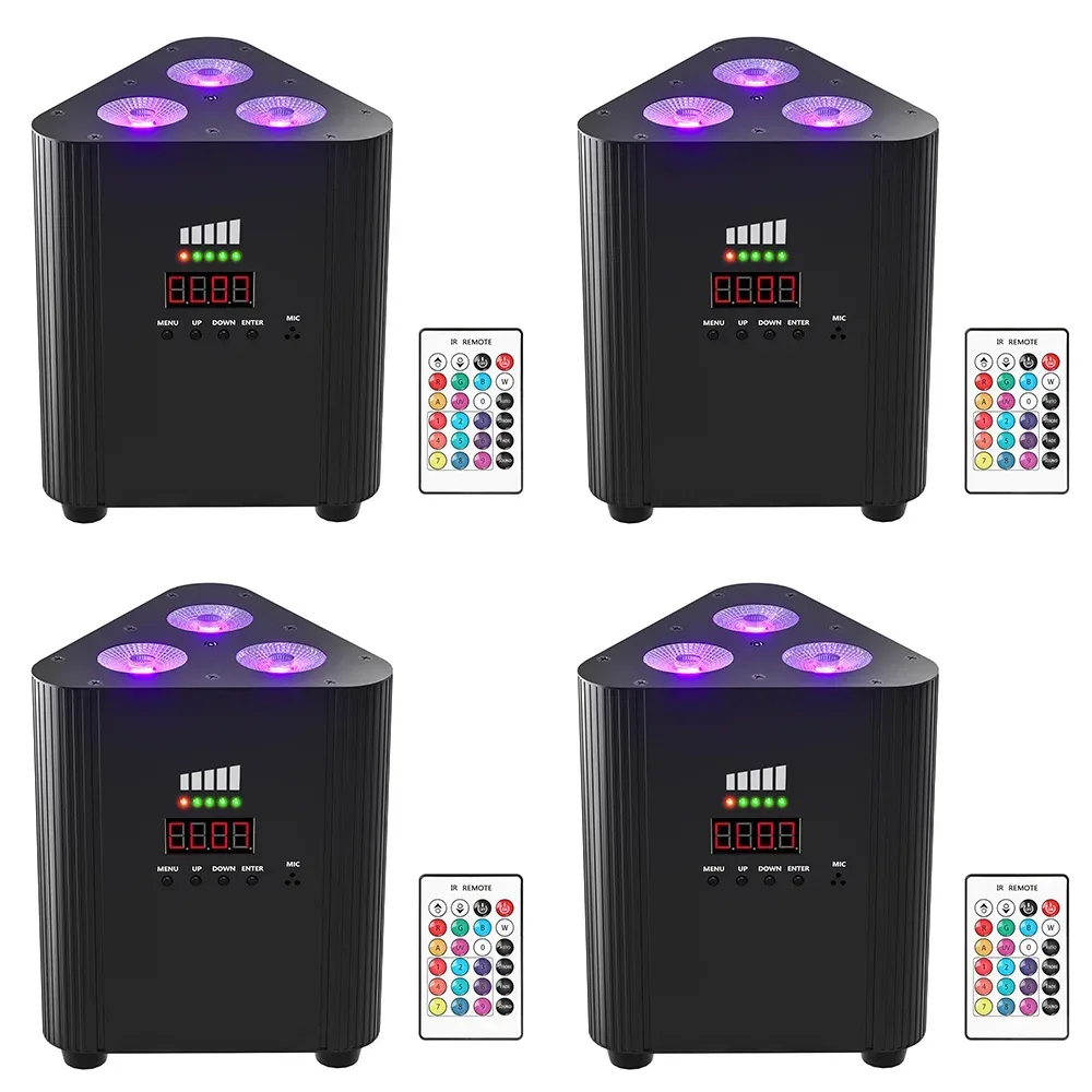 U'King 4PCS 4in1 RGBW LED Batterie Par Licht 3x4W Dreieck Waschen Wand Licht DMX512 Drahtlose Effekt Licht für Konzert Disco Party