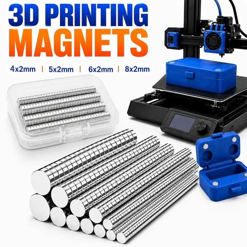 120-teiliges 3D-Druck-Magnete-Set 4 Verschiedene Größen Leistungsstarke Neodym-Magnete 3D-Druck-Werkzeugset Vielseitig Einsetzbar für Kühlschrank, Aufbewahrung