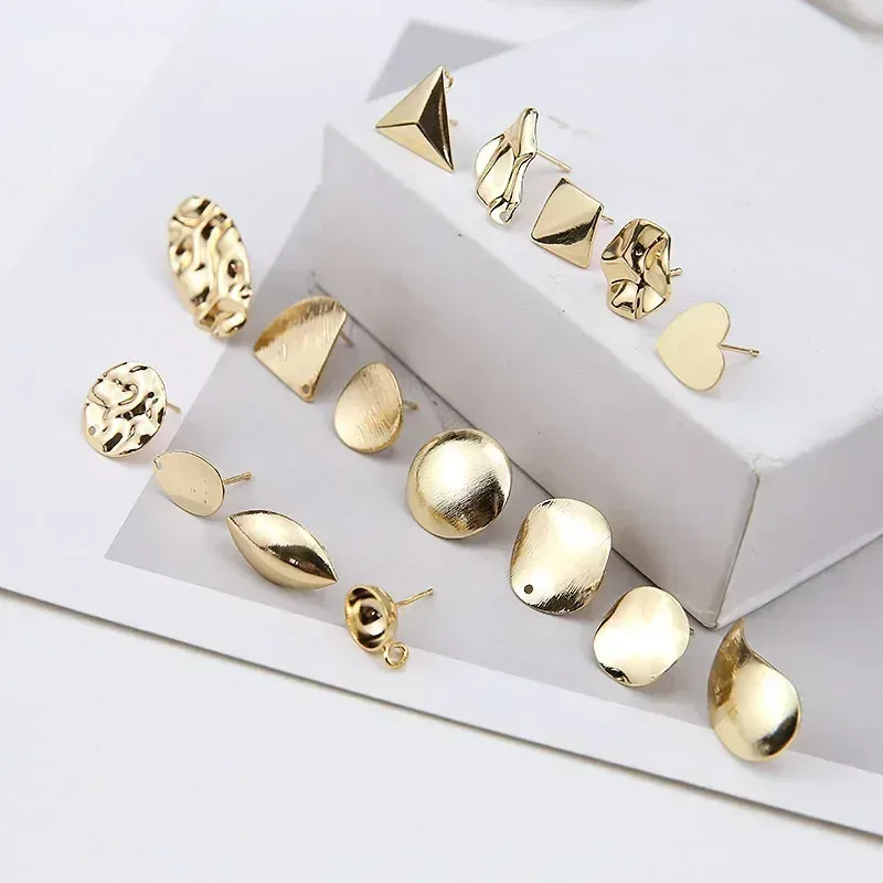 10 teile/satz DIY Edelstahl Ohrringe Anschlüsse Runde Unregelmäßige Gold Farbe Ohrringe Zurück Ohrringe Einstellung für Schmuck Machen