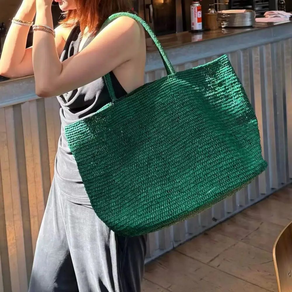 2026 Große Handgewebte Rattan-Tragetasche für Damen Natürliche Stroh-Strandtasche Luxus-Schultertasche Handtasche Sommer