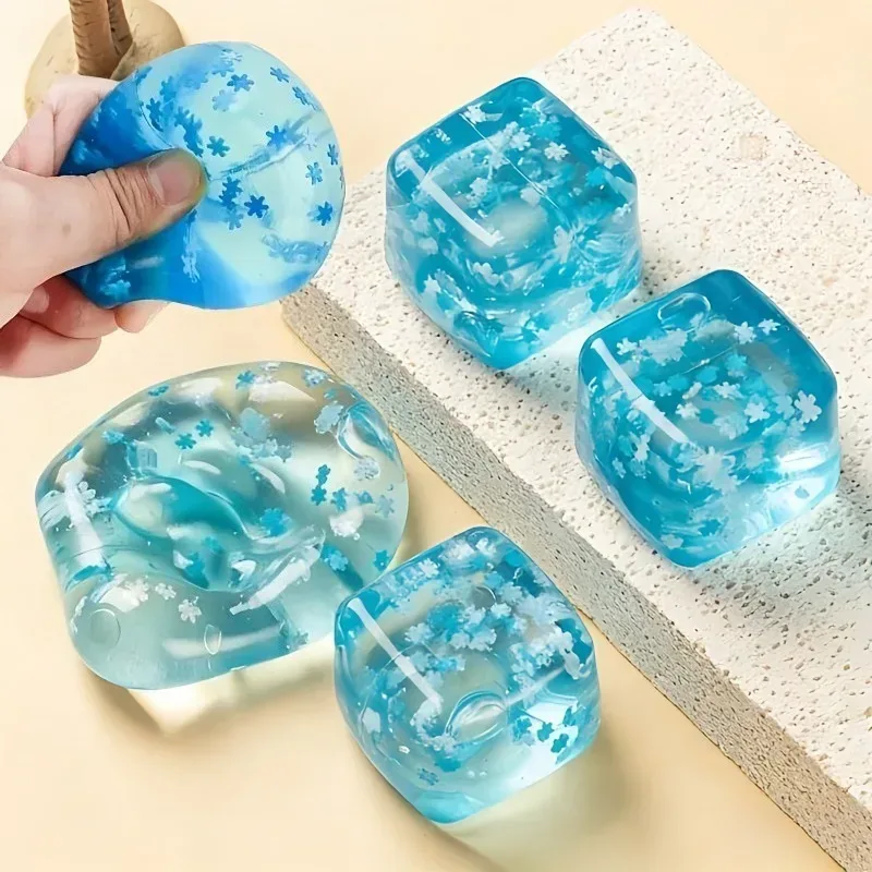 Quetschbare Schneeflocken-Eiswürfel Langsam Aufsteigendes Sensorisches Fidget-Spielzeug Weiche Eiswürfel Stressabbau-Quetschspielzeug Handübungs-Beruhigungshilfe