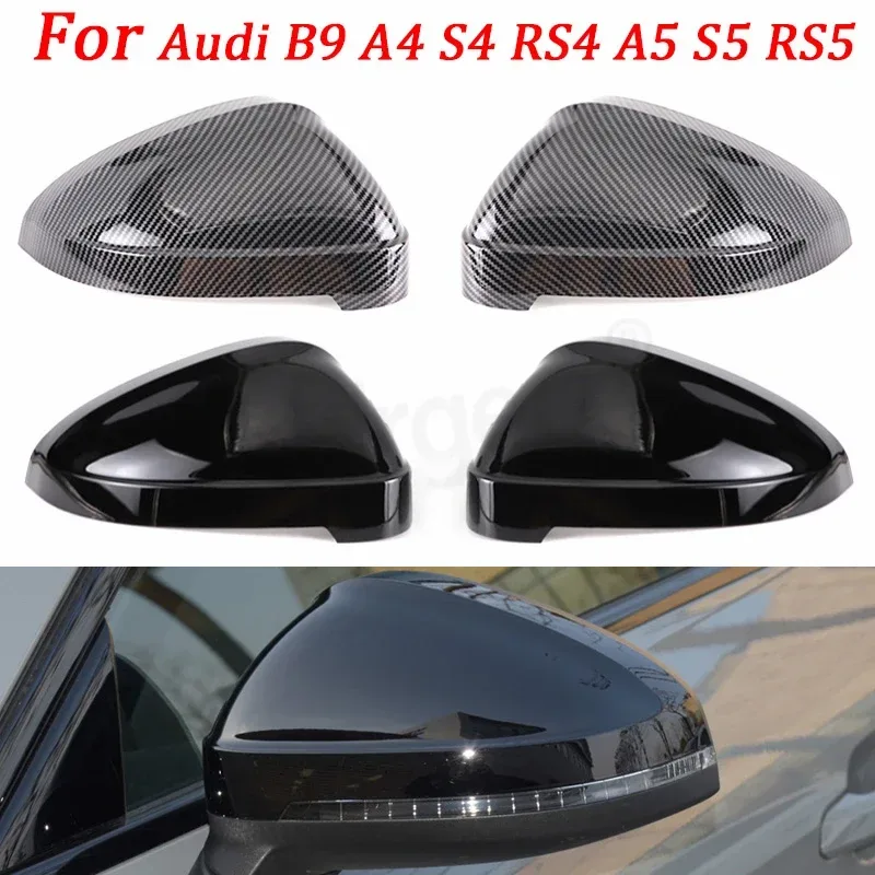 A4 A5 B9 Schwarz Carbon Faser Matte Silber Seite Flügel Spiegel Kappen Für Audi S4 RS4 S5 RS5 2017-2023 allroad Quattro ersetzen Abdeckungen