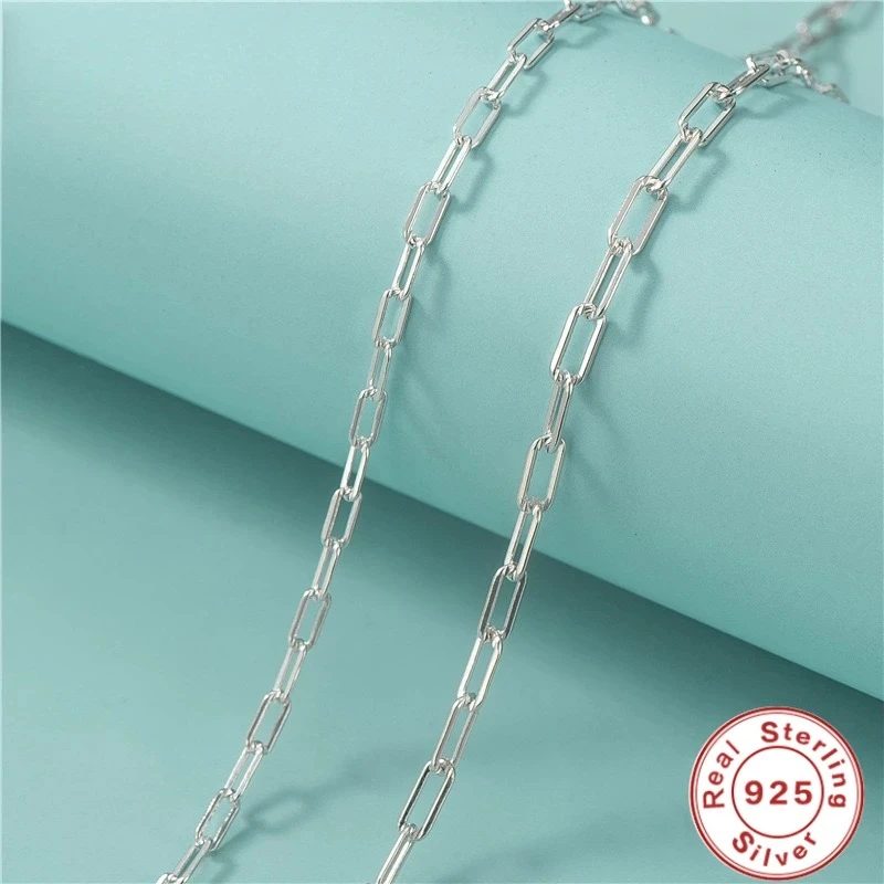 Authentische 925er Sterlingsilber Paperclip-Halskette für Männer und Frauen, Hochzeitsgeschenk