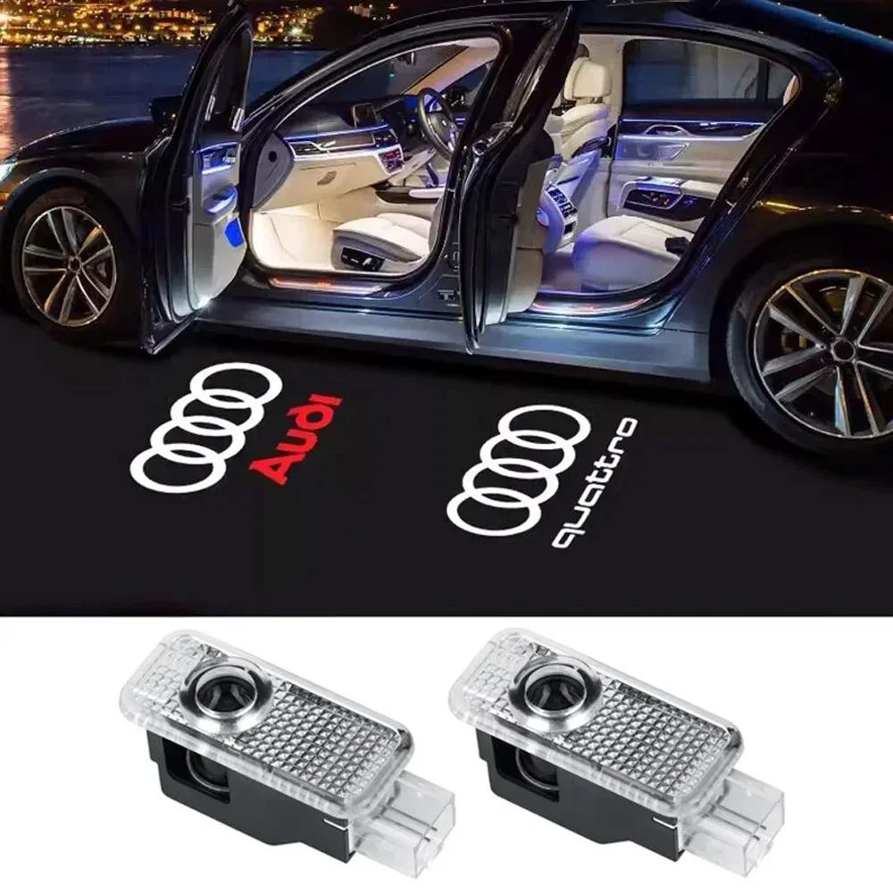 2er-Set Auto-Türprojektor-Willkommenslichter ?Ghost Shadow? für Audi A1 A3 8P 8V A4 A5 A6 A7 A8 Q3 Q5 Q7 Q8 Sline TT Logo