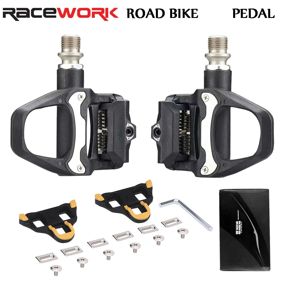 RACEWORK Rennrad Pedal Nylon Fahrrad Locking Pedale Radfahren Lager Stollen Klick Pedal Für SPD SL System Mit Locking Platte