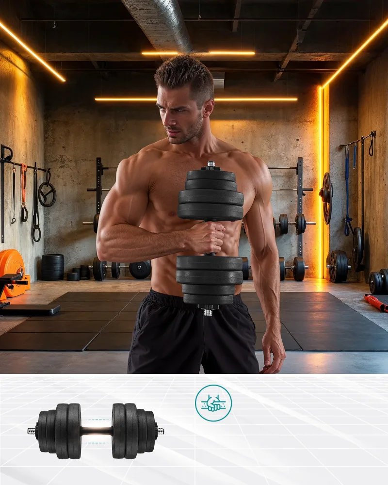 SONGMICS Hantel-Set 2-in-1-Kurzhantel, 2x10/15 kg, für Zuhause, 1 Paar