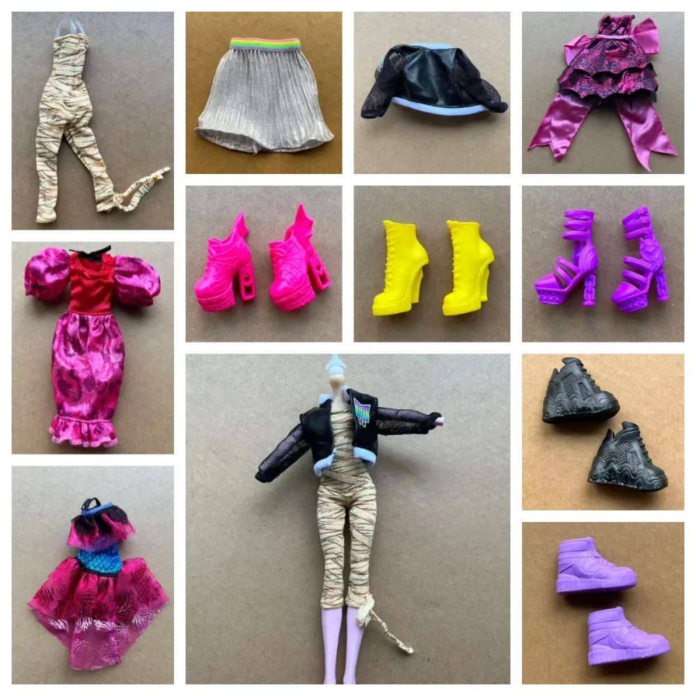 Buntes Monster-Puppenkleidungsset DIY Puppenstiefel Schuhe Sandalen Sweetpie Anziehteile Rock Hosen für Kreatives Spielen