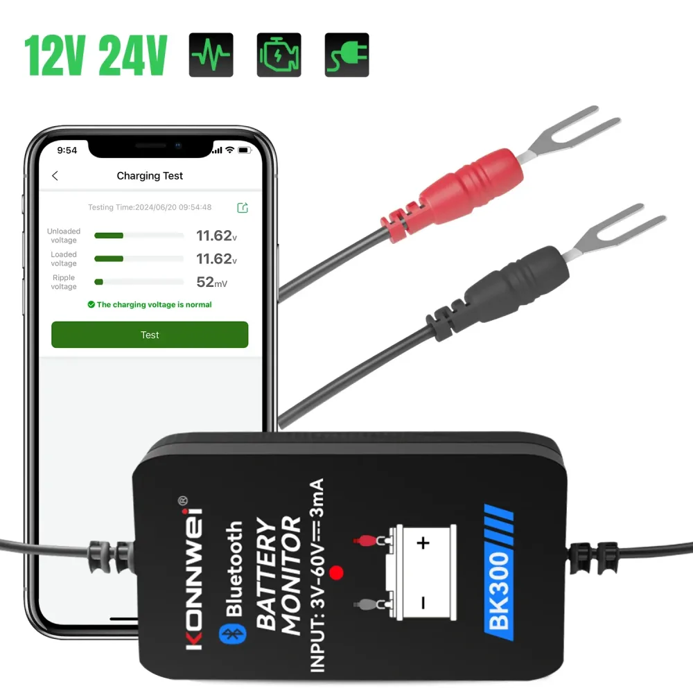 Neuer BK300 Blei-Säure-Starterbatterie-Detektor 12V 24V Kapazitäts- und Widerstandsmessgerät Bluetooth 4.0 Kfz-Batterie-Überwachungswerkzeug