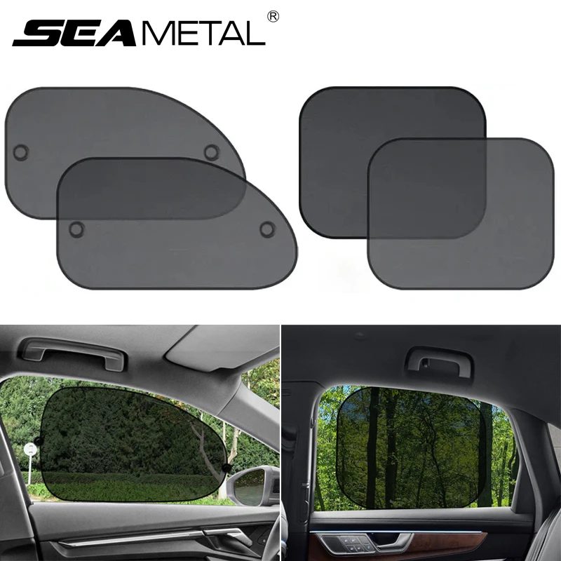 SEAMETAL Auto Sonnenschutz Seitenfenster Vorhang Vorne Hinten Fenster Sonnenschirm Sommer UV Blockieren Saugnapf Auto Sonnenschutz Vorhänge