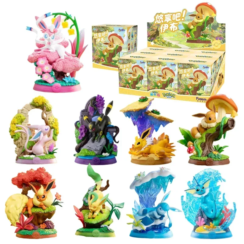 Anime Pokemon Funism Original Echte Eevee-Familien-Set Blindbox Flareon Umbreon Sylveon Actionfigur Sammlermodell Spielzeug Geschenk