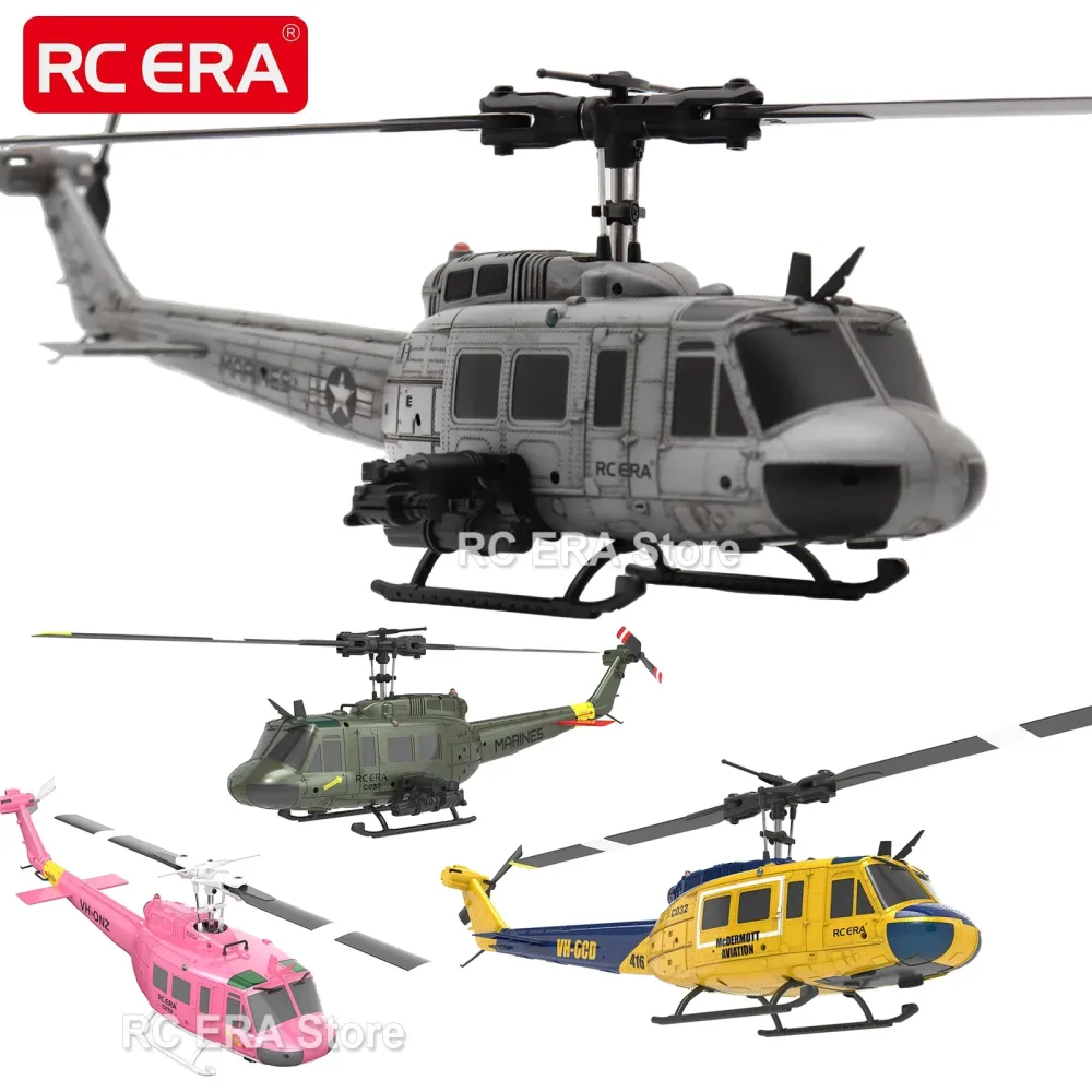 RC ERA C032 UH1 Huey Weathered Marine 6-Kanal-RC-Hubschrauber mit optischem Fluss TOF, automatisch stabilisierte Fernbedienung, Hobbyspielzeug für Jungen