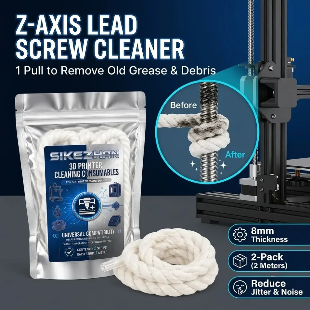2 Stück 8mm 3D-Drucker Z-Achsen T8 Gewindespindel Reinigungsseil Getriebefett Staubentferner für Bambu Lab Creality Ender Anycubic Werkzeug