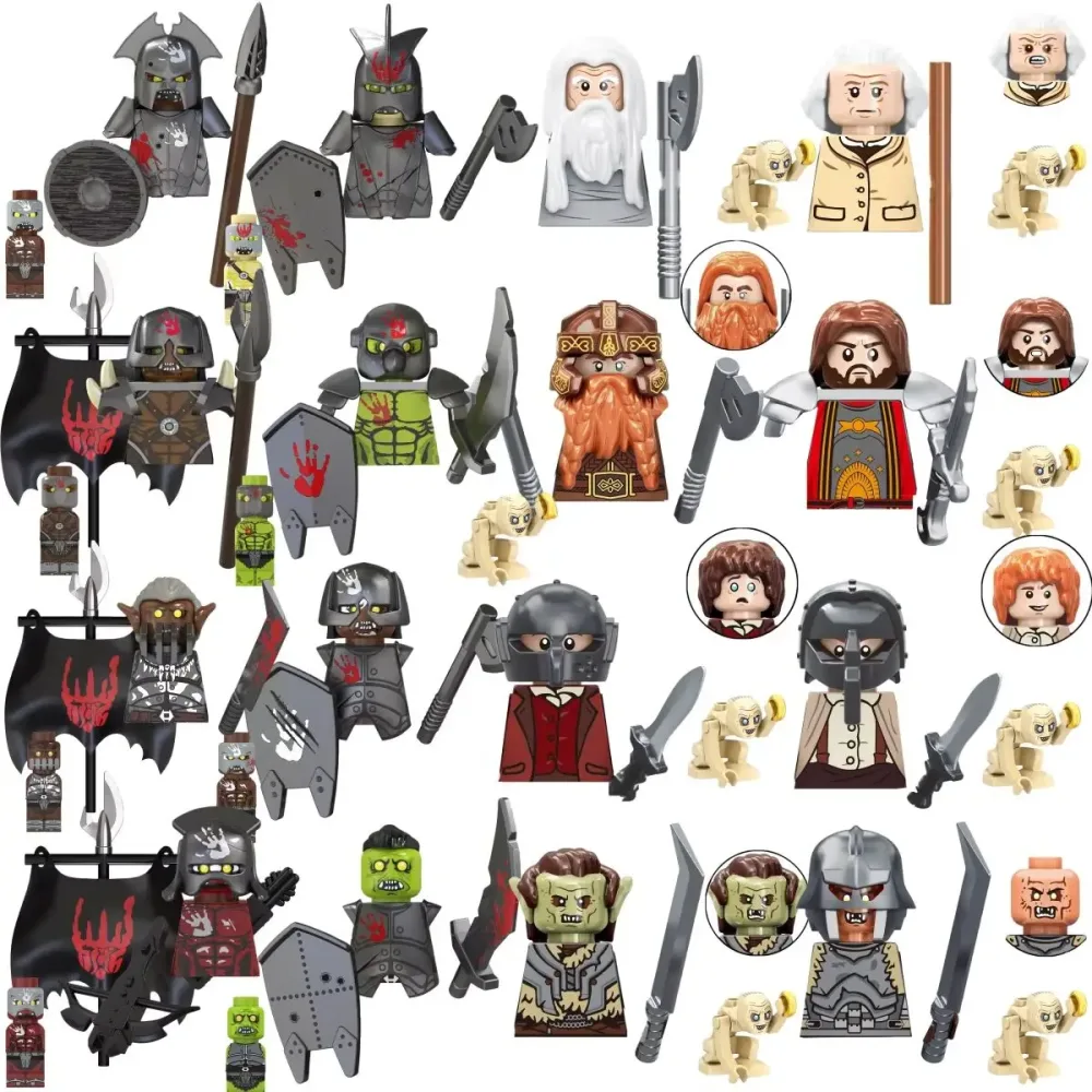Blind Box TV6410 Mini-Actionfiguren Spielzeug Orks Zwergen Elfen Rohan-Ritter Armee Kriege Bausteine Zubehör Weihnachtsgeschenke