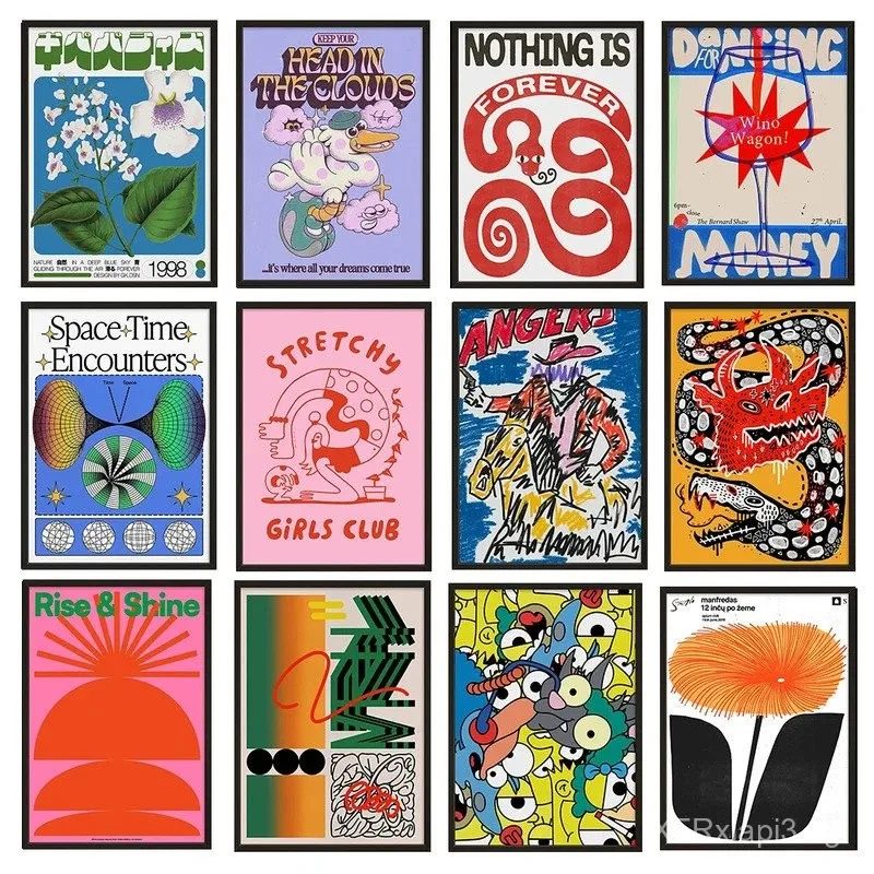 Vintage Abstrakte Klassische Poster Retro Gedankengang-Labyrinth Druck Mid-Century Wandkunst Leinwandgemälde für Club Wohnzimmer Heim-Dekoration Geschenk