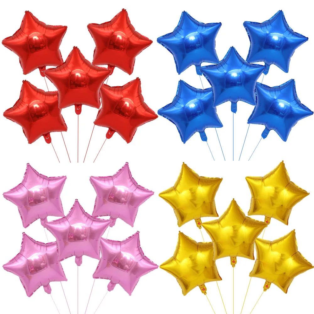 5 Stück 18 Zoll Stern-Folienballons Rot Blau Gold Rosa Pentagramm Geburtstagsparty Babyparty Hochzeitsdekoration Zubehör
