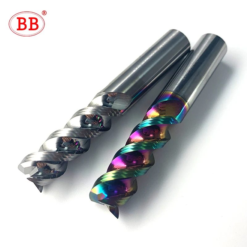BB 3F Schaftfräser, 3 Schneiden, Aluminium-Fräser, CNC-Hochleistungsbearbeitungswerkzeug, Wolframkarbid, DLC-beschichtet
