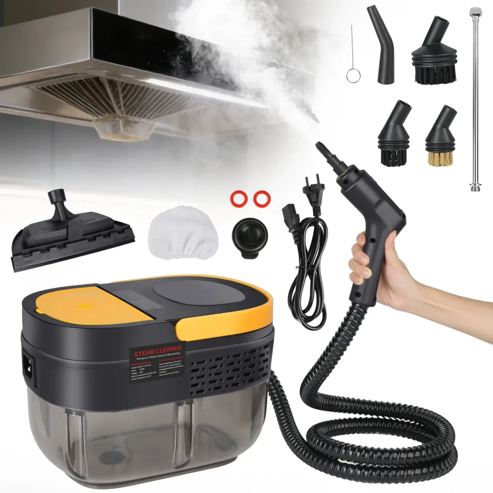 Tragbarer Dampfreiniger, 3-stufig verstellbarer Griff für Hartböden, Teppiche, Polster, Handdampfreinigungsgerät für Zuhause, Auto, Fahrzeug, Klimaanlage, Küchenhaube