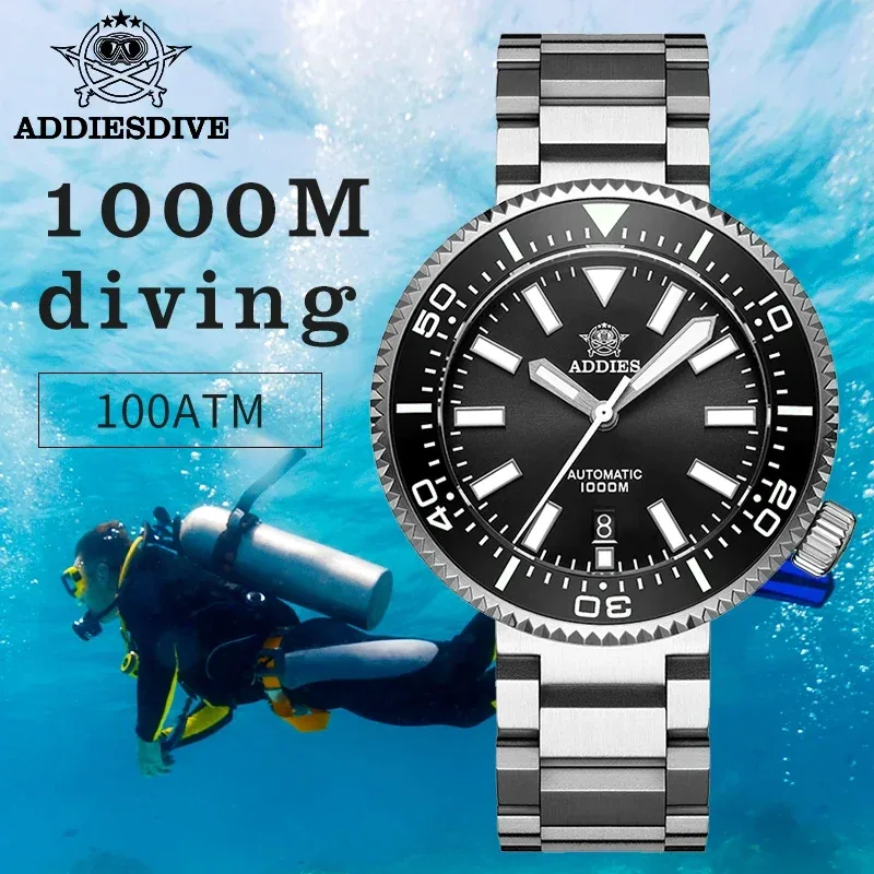 ADDIESDIVE Herren-Taucheruhren, 1000 m, Saphirglas, superleuchtender Kalender, 8215, automatische mechanische Armbanduhr, Luxusuhr