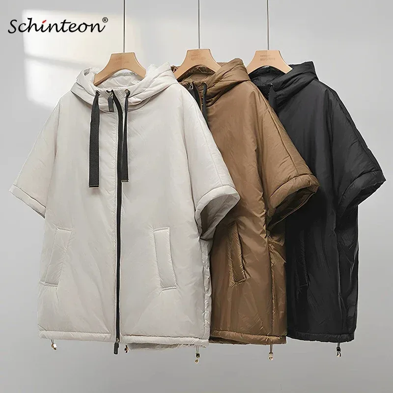 Schinteon Damen-Weste aus Kamelwolle mit Kapuze, Lose Ärmellose Gilet, Einfarbig, Modische Herbst-Winter-Jacke 2026 Neu