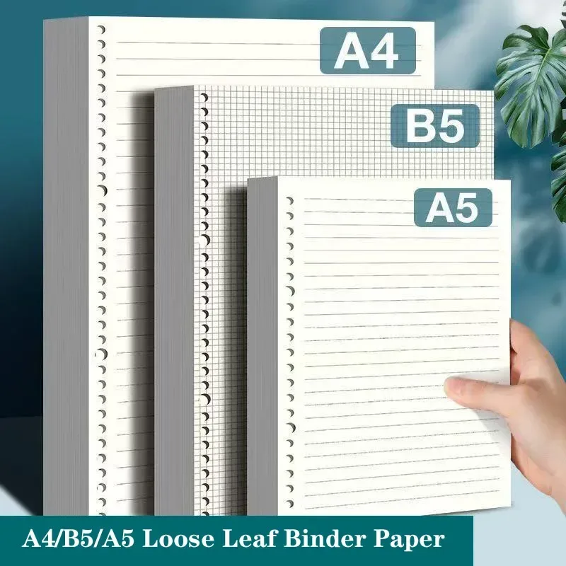 60 Blatt Schreibwaren-Nachfüll-Notizblock, lose Blätter, Papier, A4/B5/A5, Tagebuch, leer/Raster/gefüttert, Schulbedarf, Notizbücher, nützlich
