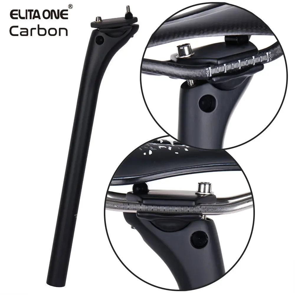 ELITAONE MTB Carbon Sattelstütze 27,2/30,9/31,6mm Offset 20mm Rennrad Sattelstütze mit Carbon Faser Basis Abdeckung