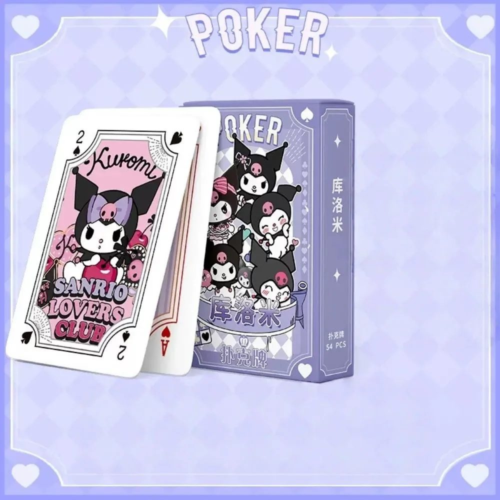Sanrio Poker Kawaii Cartoon Kuromi Hello Kitty Cinnamoroll Melody Kinder spielen Hobby Sammlerstücke Kartenspiele Spielzeug Deck Sammlung
